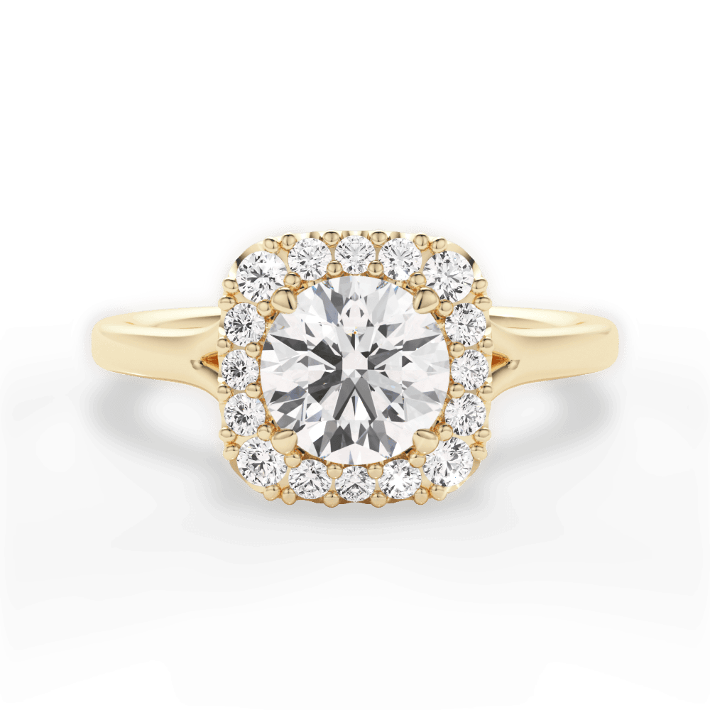 Geneva Round Cut Lab Grown Diamond 18Kt Yellow Gold Engagement Ring