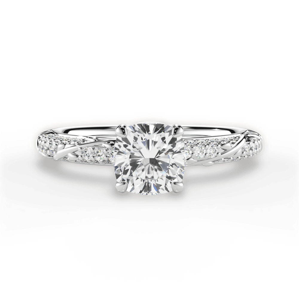 Gloria Cushion Cut Lab Grown Diamond 14Kt White Gold Engagement Ring
