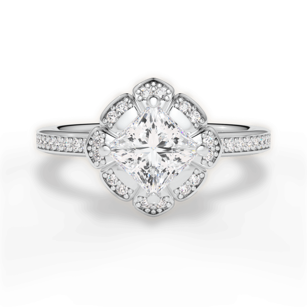 Hayley Princess Cut Lab Grown Diamond 14Kt White Gold Engagement Ring