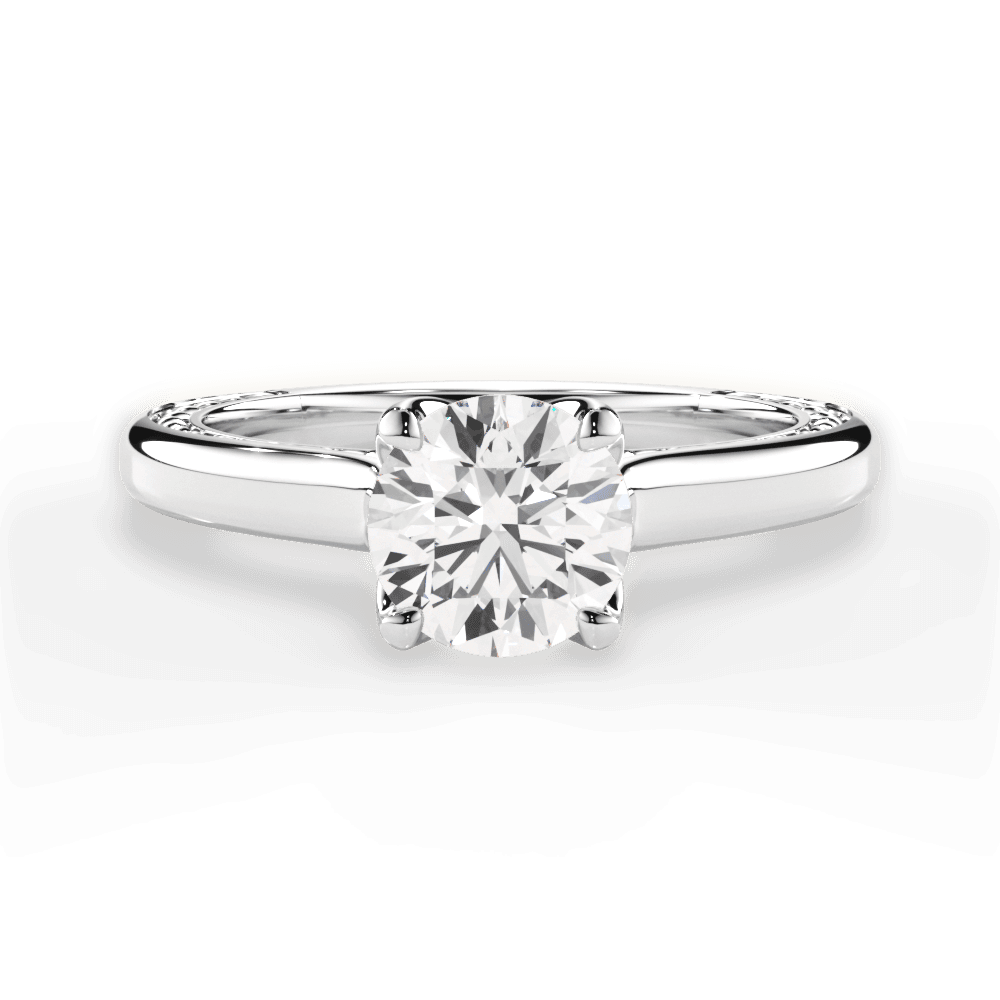 Carrie Round Cut Lab Grown Diamond 14Kt White Gold Engagement Ring