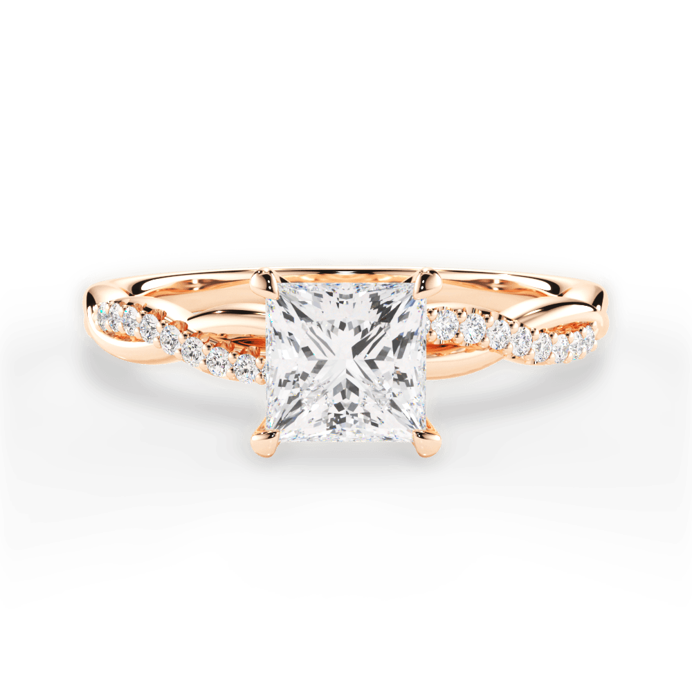 Charlotte Princess Cut Lab Grown Diamond 18Kt Rose Gold Engagement Ring