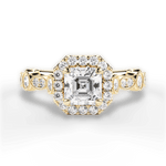 Irene Asscher Cut Lab Grown Diamond 18Kt Yellow Gold Engagement Ring