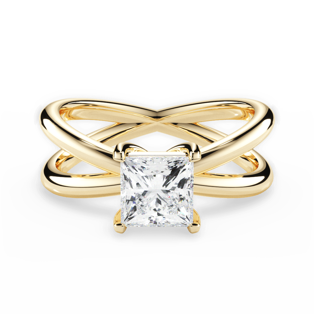 Ada Princess Cut Lab Grown Diamond 18Kt Yellow Gold Engagement Ring