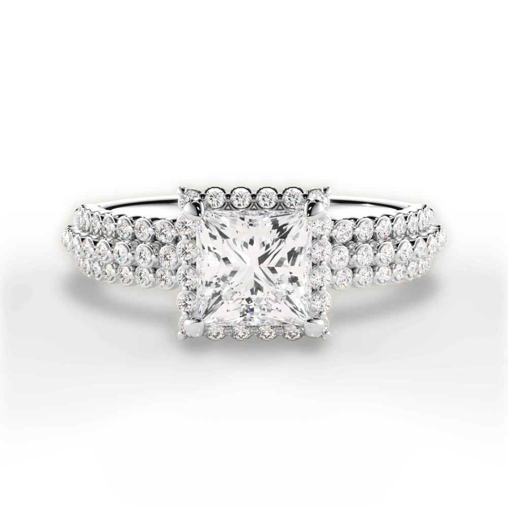 Jocelyn Princess Cut Lab Grown Diamond 14Kt White Gold Engagement Ring