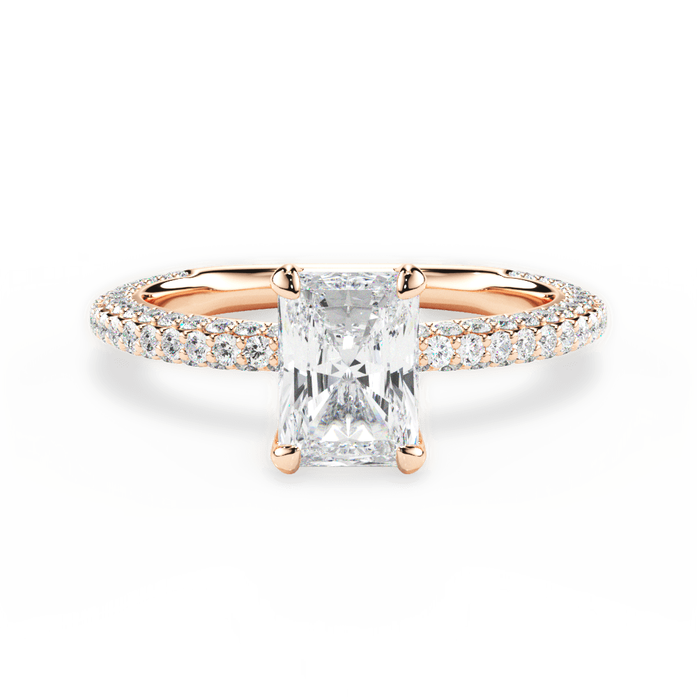 Kristen Radiant Cut Lab Grown Diamond 18Kt Rose Gold Engagement Ring
