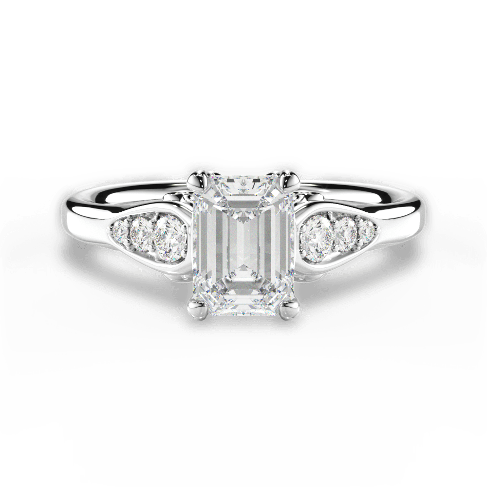 Cecilia Emerald Cut Lab Grown Diamond 18Kt White Gold Engagement Ring