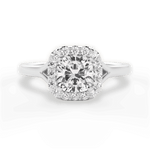 Geneva Cushion Cut Lab Grown Diamond 18Kt White Gold Engagement Ring