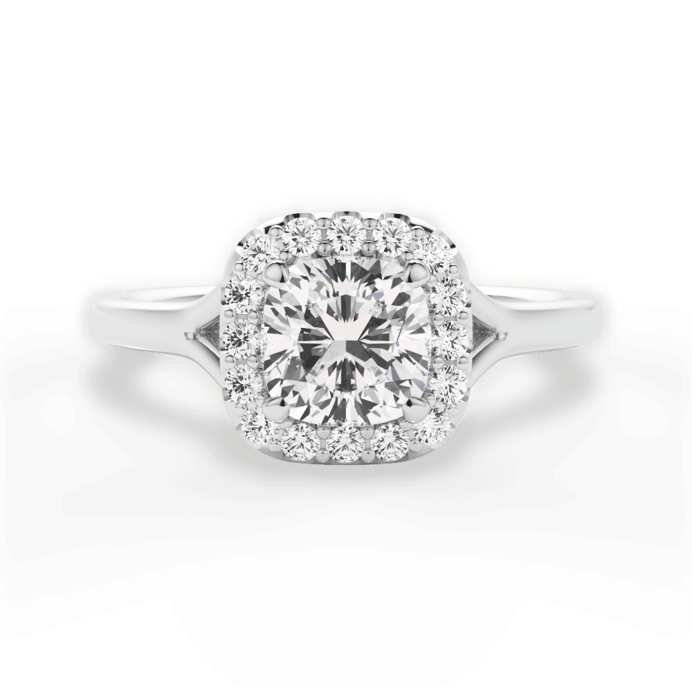 Geneva Cushion Cut Lab Grown Diamond 18Kt White Gold Engagement Ring