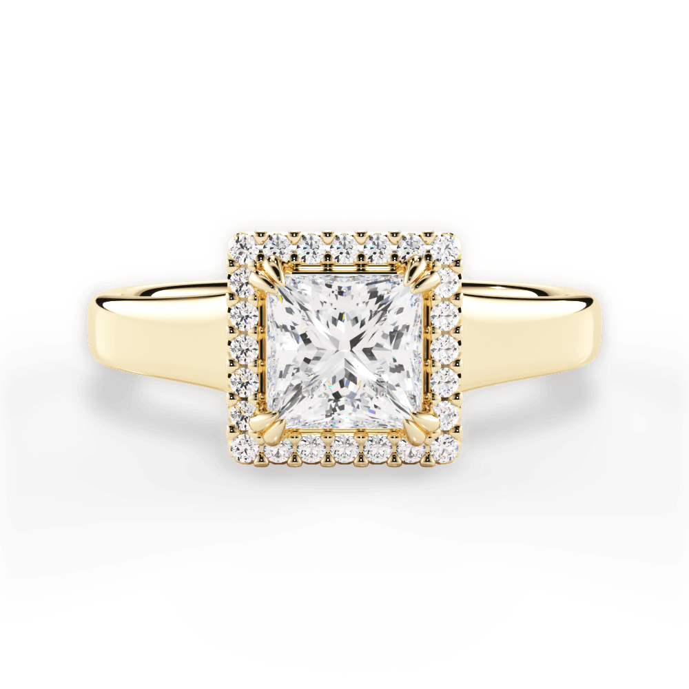 Jasmin Princess Cut Lab Grown Diamond 18Kt Yellow Gold Engagement Ring