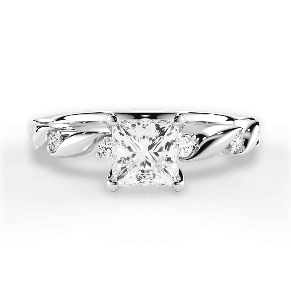 Emma Princess Cut Lab Grown Diamond 18Kt White Gold Engagement Ring