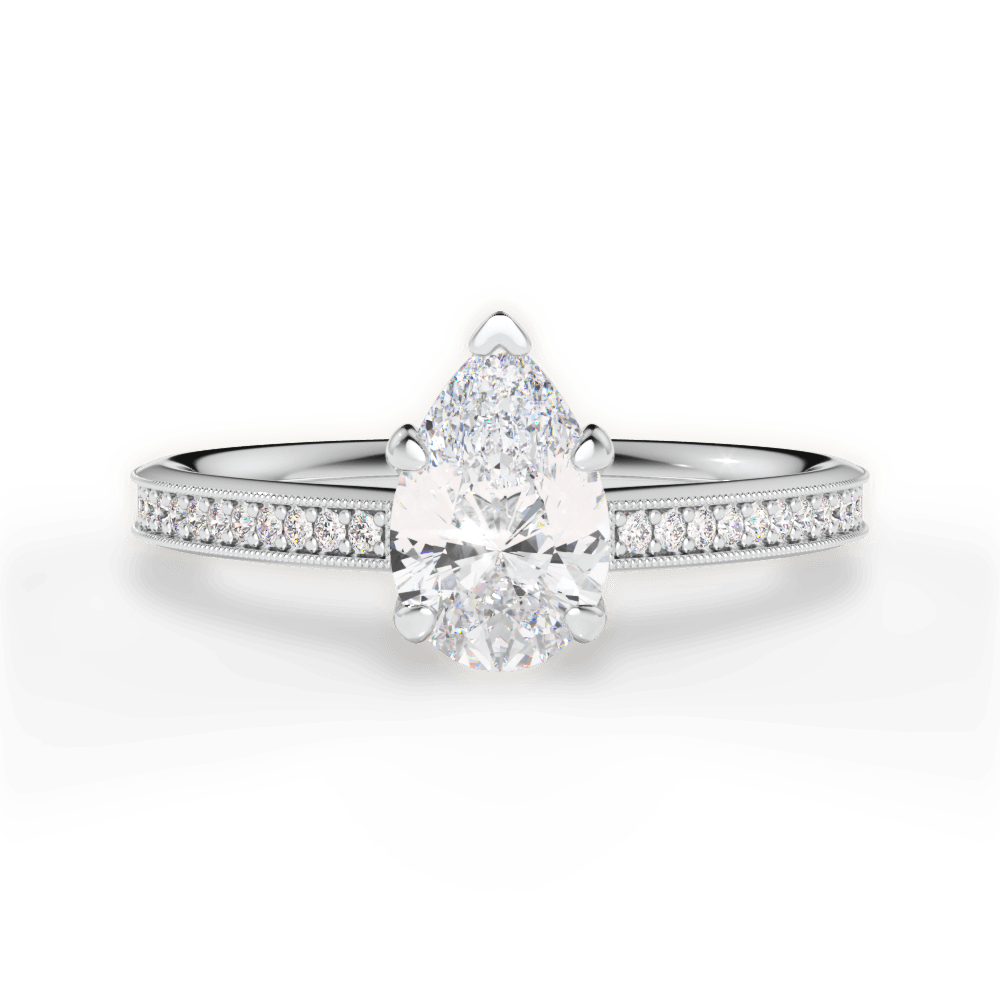 Janet Pear Cut Lab Grown Diamond 18Kt White Gold Engagement Ring