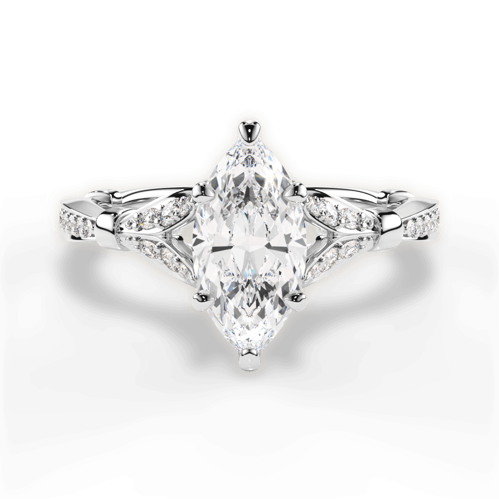 Geraldine Marquise Cut Lab Grown Diamond 18Kt White Gold Engagement Ring