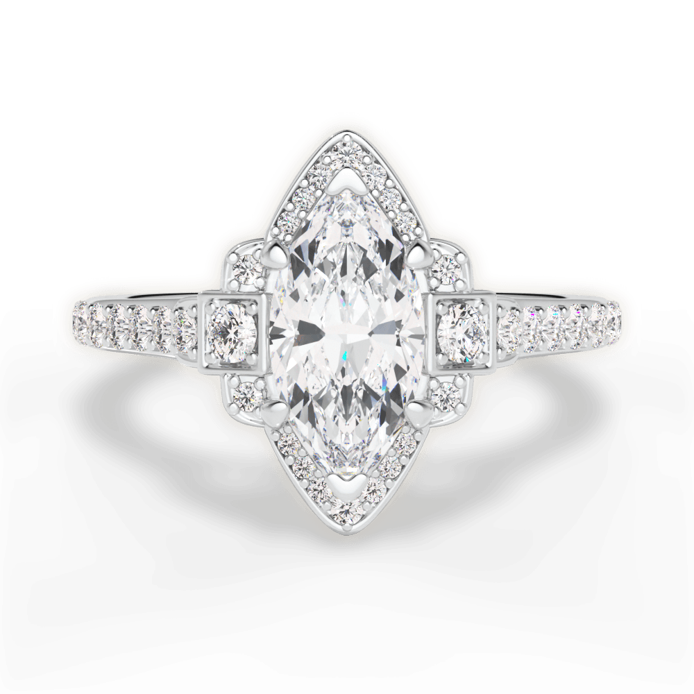 Joyce Marquise Cut Lab Grown Diamond 14Kt White Gold Engagement Ring