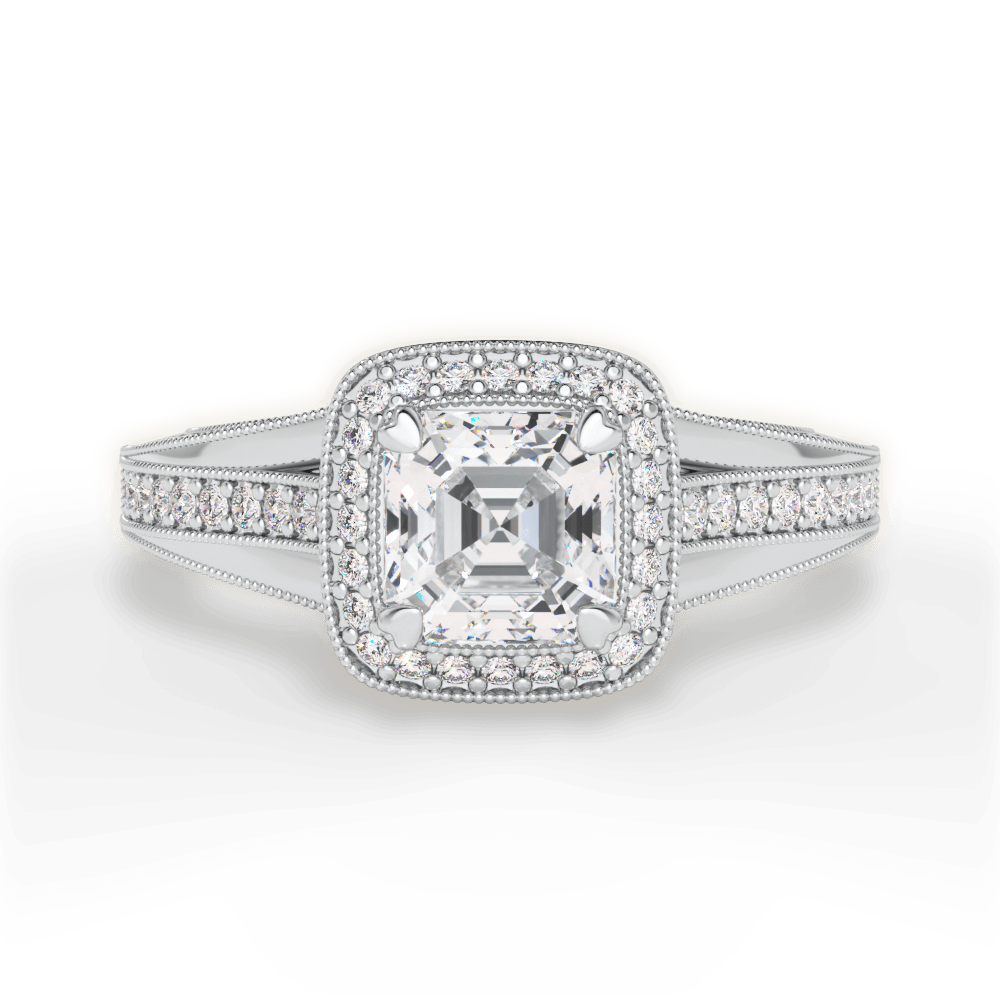 Lillian Asscher Cut Lab Grown Diamond Platinum Engagement Ring