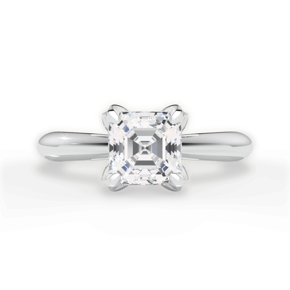 Elaine Asscher Cut Lab Grown Diamond 18Kt White Gold Engagement Ring
