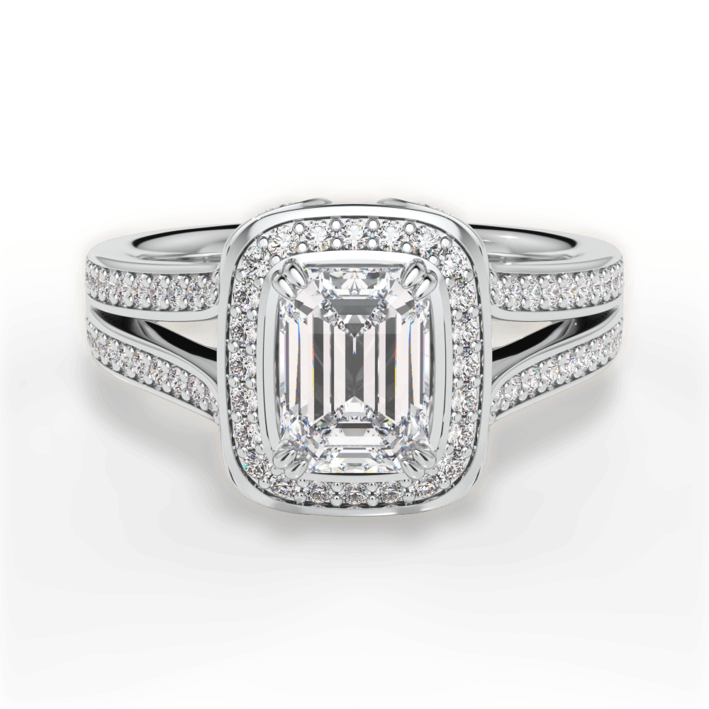 Mackenzie Emerald Cut Lab Grown Diamond Platinum Engagement Ring