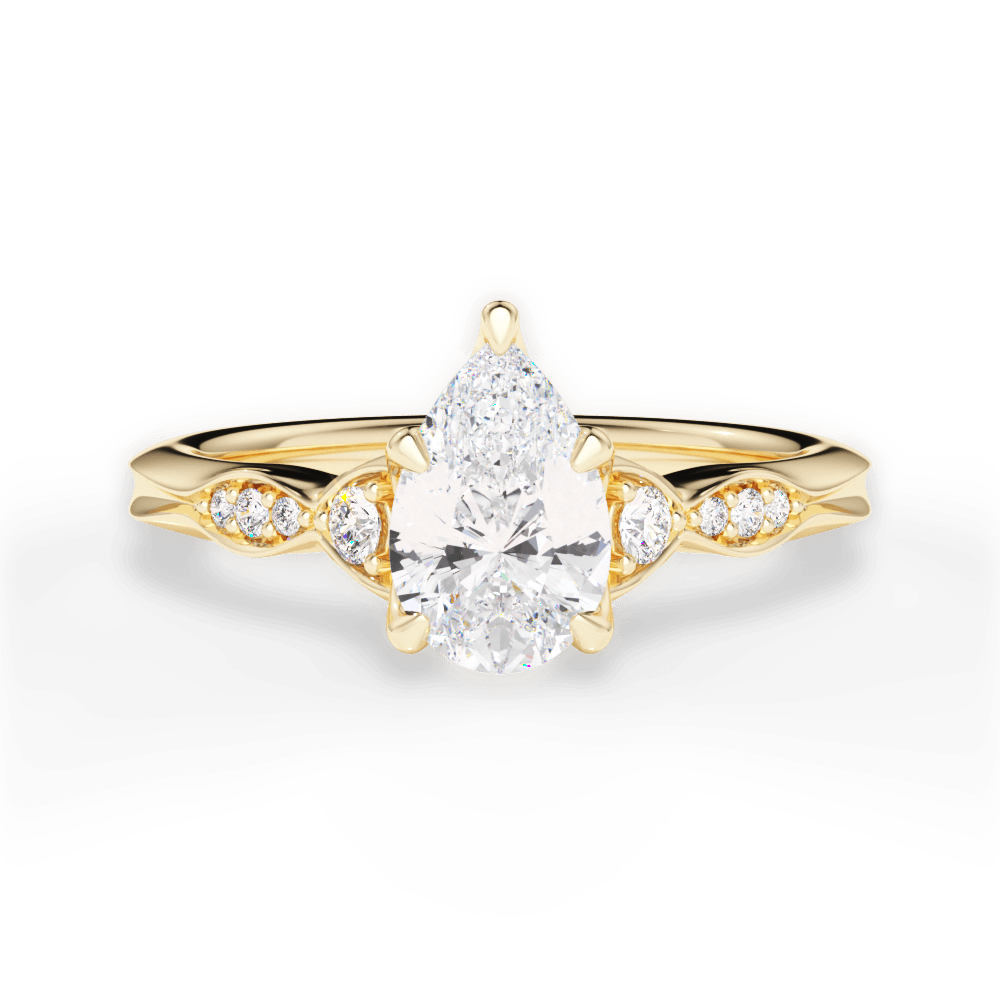Cassie Pear Cut Lab Grown Diamond 18Kt Yellow Gold Engagement Ring