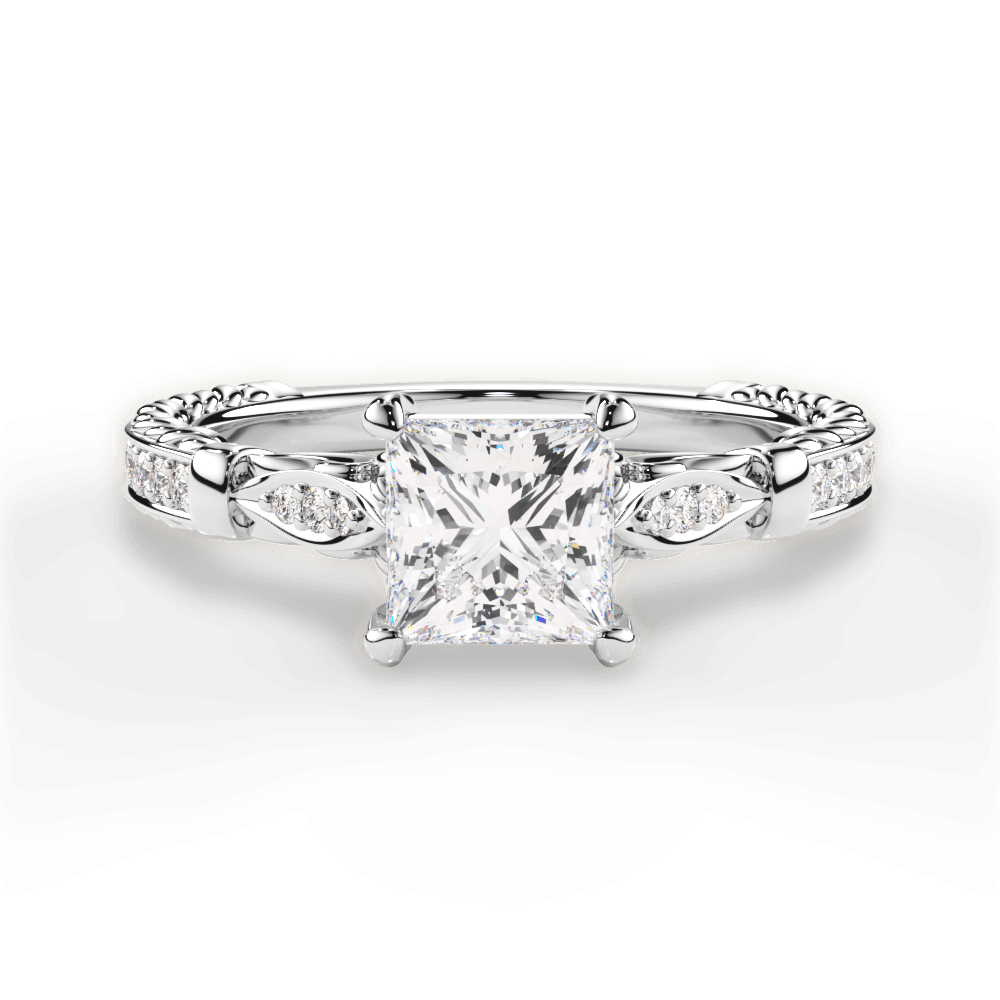 Gabriela Princess Cut Lab Grown Diamond 14Kt White Gold Engagement Ring