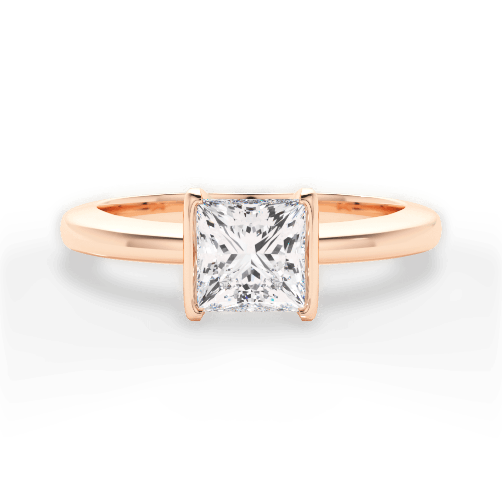 Bridget Princess Cut Lab Grown Diamond 18Kt Rose Gold Engagement Ring