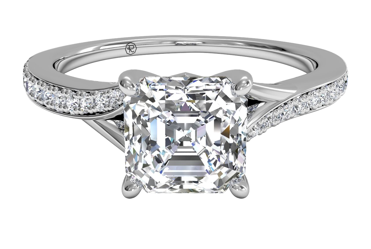 Elise Asscher Cut Lab Grown Diamond Platinum Engagement Ring