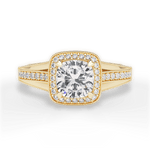 Lillian Cushion Cut Lab Grown Diamond 18Kt Yellow Gold Engagement Ring