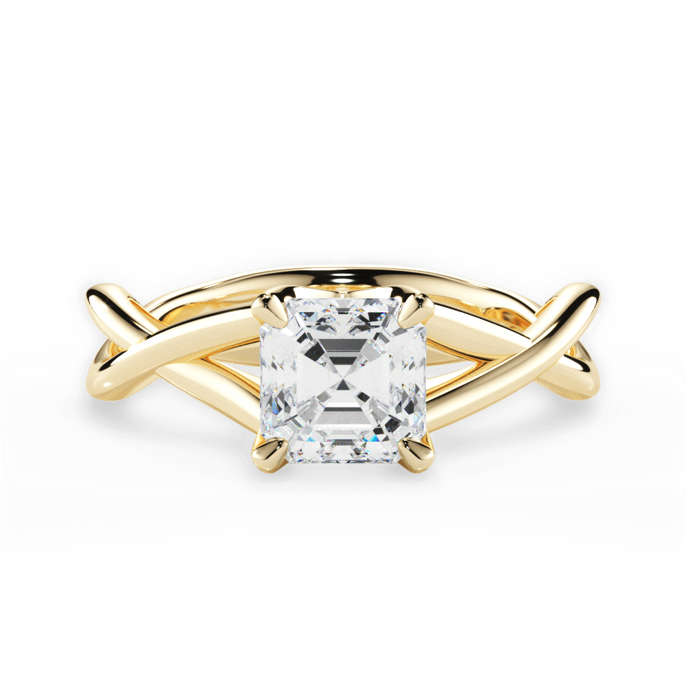 Aubrey Asscher Cut Lab Grown Diamond 18Kt Yellow Gold Engagement Ring