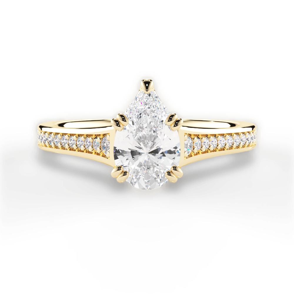 Delia Pear Cut Lab Grown Diamond 18Kt Yellow Gold Engagement Ring