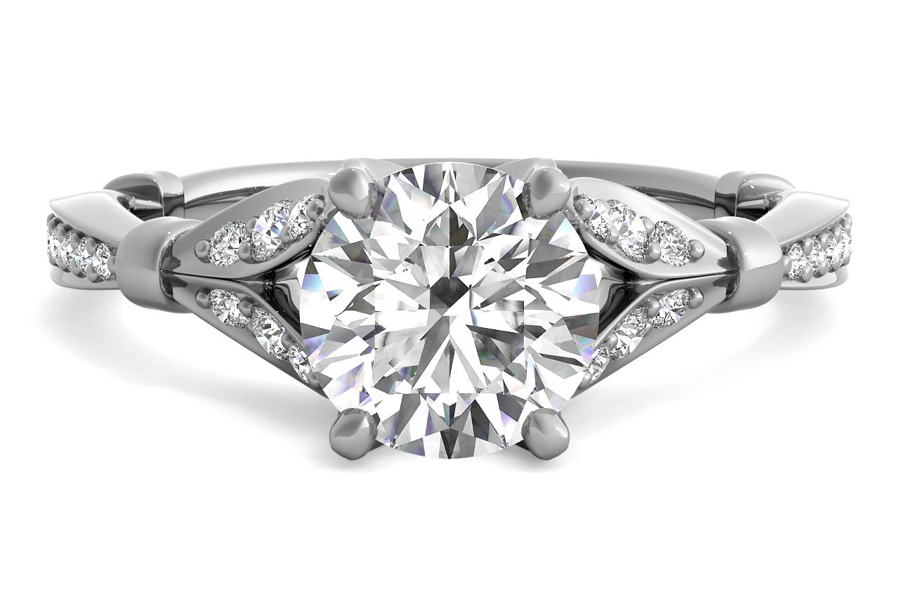 Geraldine Round Cut Lab Grown Diamond 14Kt White Gold Engagement Ring