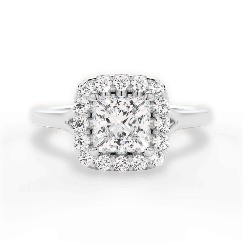 Geneva Princess Cut Lab Grown Diamond 18Kt White Gold Engagement Ring