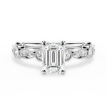 Edith Emerald Cut Lab Grown Diamond 14Kt White Gold Engagement Ring
