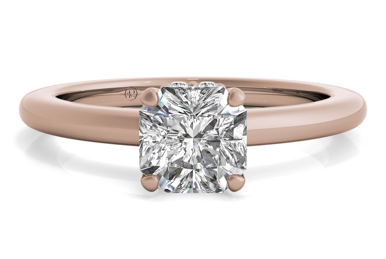 Brianna Asscher Cut Lab Grown Diamond 18Kt Rose Gold Engagement Ring