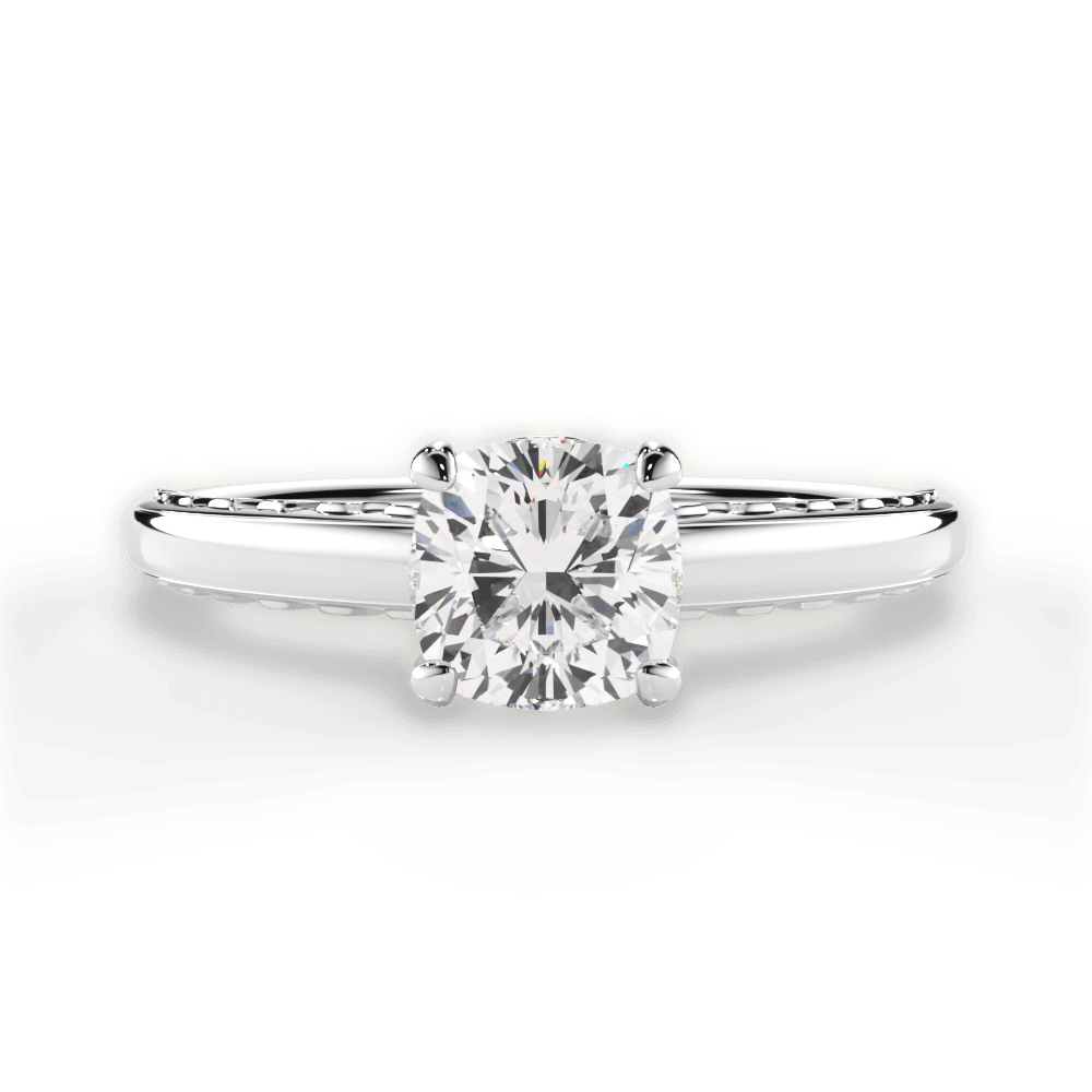 Annette Cushion Cut Lab Grown Diamond 14Kt White Gold Engagement Ring