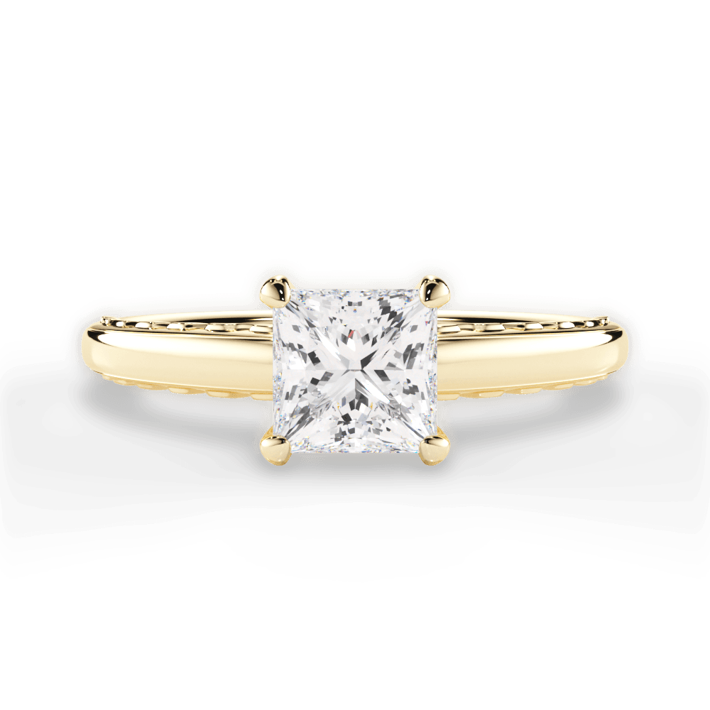 Annette Princess Cut Lab Grown Diamond 18Kt Yellow Gold Engagement Ring