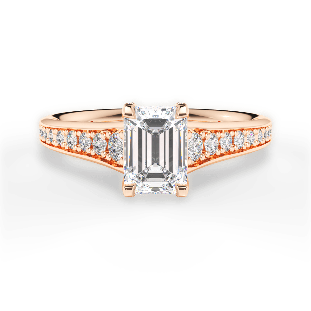 Leslie Emerald Cut Lab Grown Diamond 18Kt Rose Gold Engagement Ring