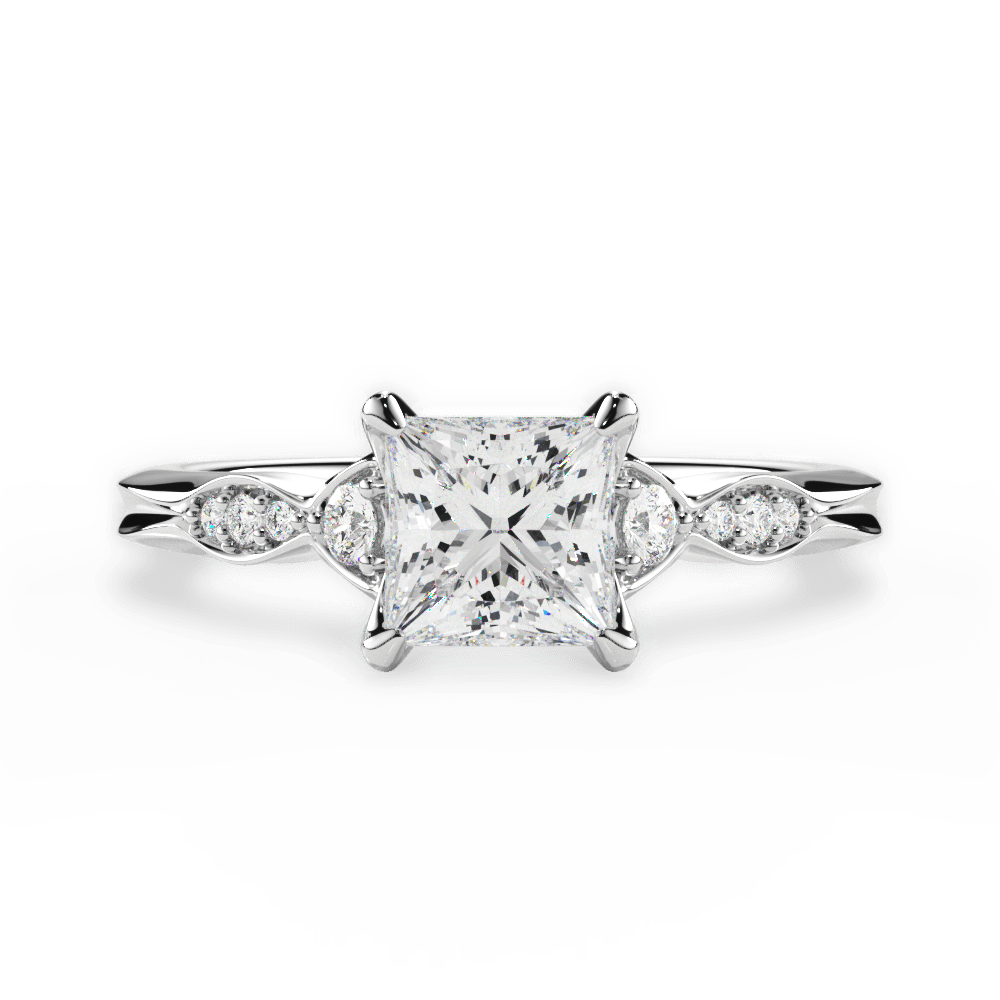 Cassie Princess Cut Lab Grown Diamond 14Kt White Gold Engagement Ring