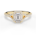Judy Emerald Cut Lab Grown Diamond 18Kt Yellow Gold Engagement Ring