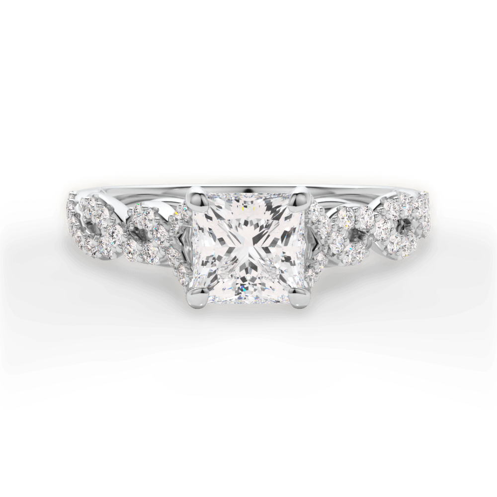 Justine Princess Cut Lab Grown Diamond 18Kt White Gold Engagement Ring