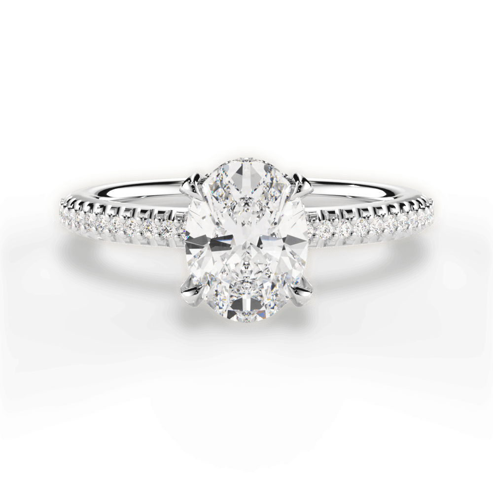 Helen Oval Cut Lab Grown Diamond Platinum Engagement Ring