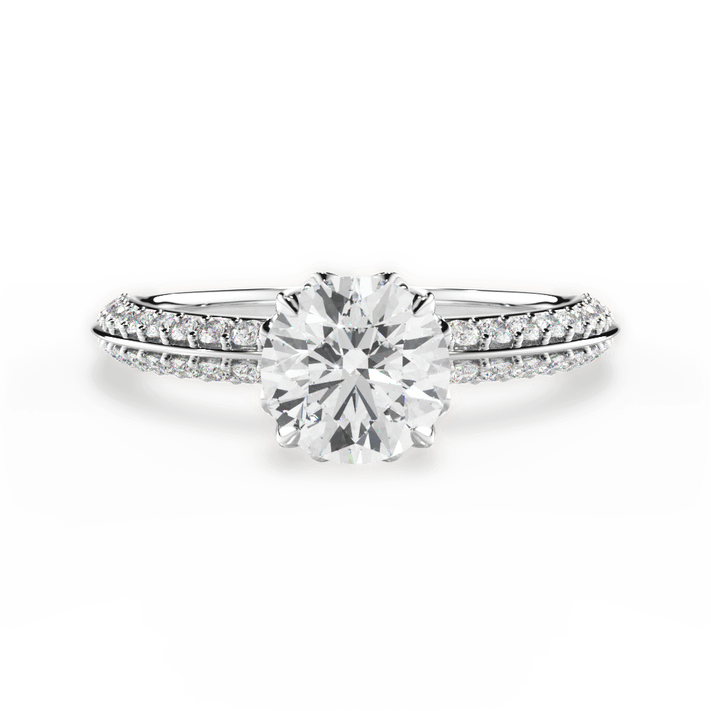 Gail Round Cut Lab Grown Diamond 18Kt White Gold Engagement Ring