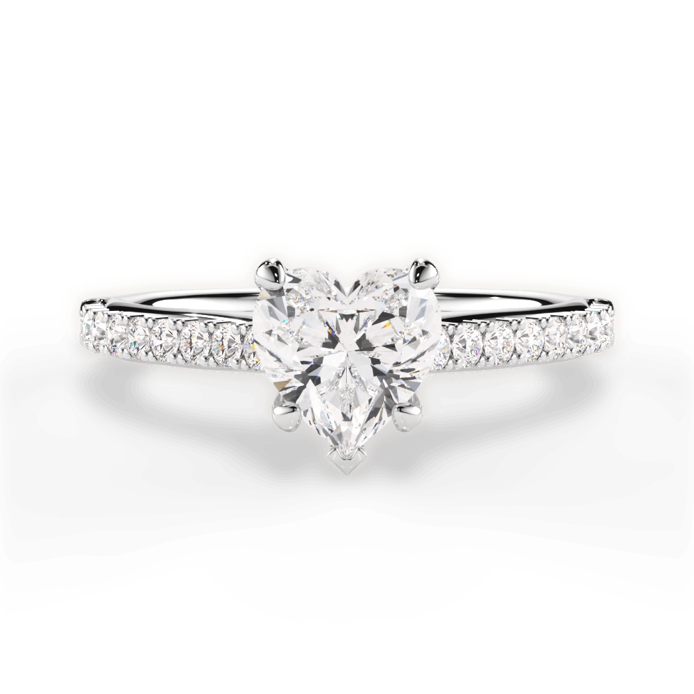 Frances Heart Cut Lab Grown Diamond 14Kt White Gold Engagement Ring