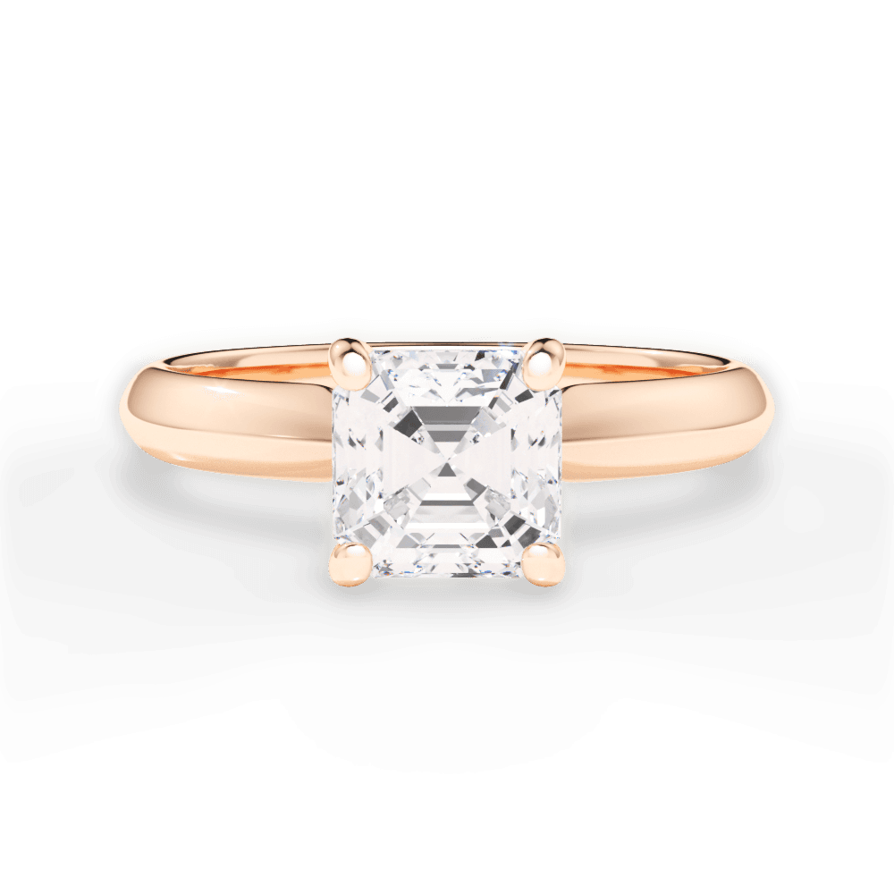 Beth Asscher Cut Lab Grown Diamond 18Kt Rose Gold Engagement Ring