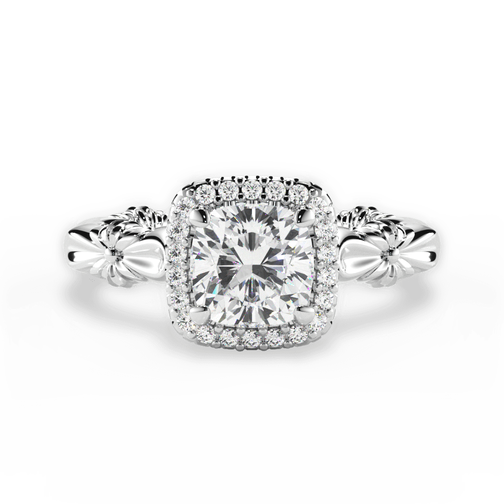 Erica Cushion Cut Lab Grown Diamond 18Kt White Gold Engagement Ring