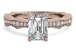 Wendy emerald lab diamond engagement ring in 18k rose gold
