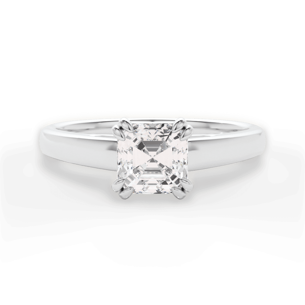 Anna Asscher Cut Lab Grown Diamond 14Kt White Gold Engagement Ring