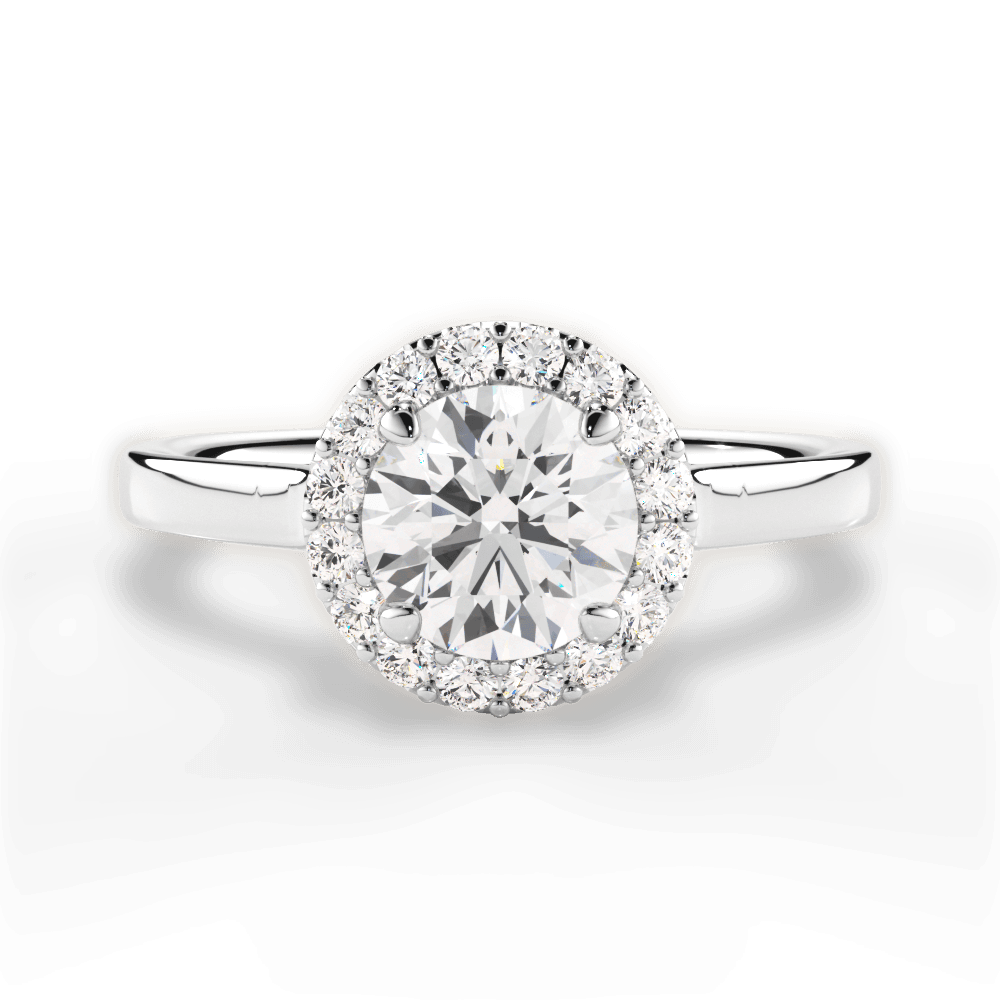 Fiona Round Cut Lab Grown Diamond 18Kt White Gold Engagement Ring