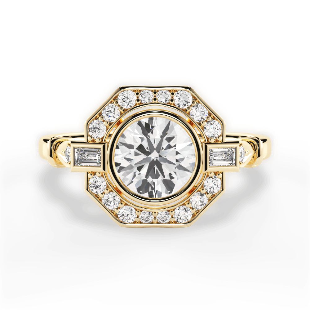 Jenna Round Cut Lab Grown Diamond 18Kt Yellow Gold Engagement Ring