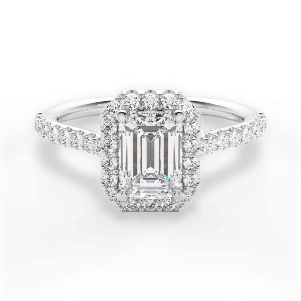 Leah Emerald Cut Lab Grown Diamond 14Kt White Gold Engagement Ring