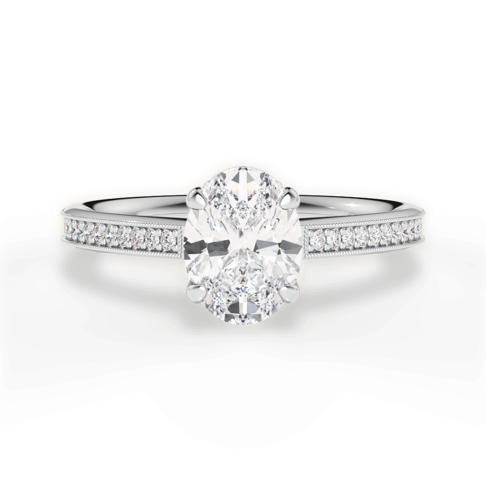 Janet Oval Cut Lab Grown Diamond 14Kt White Gold Engagement Ring