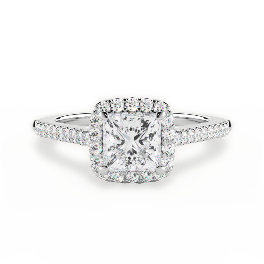 Jeanne Princess Cut Lab Grown Diamond 14Kt White Gold Engagement Ring