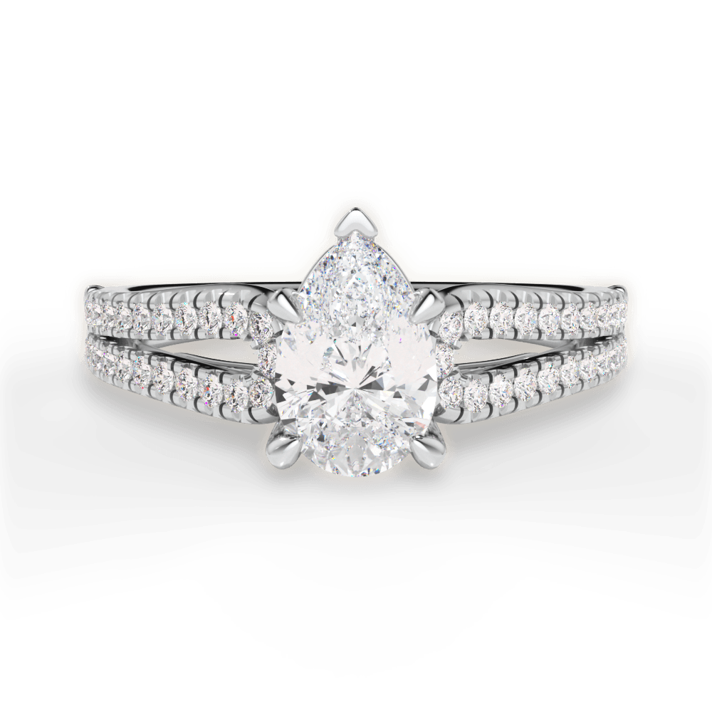 Jessica Pear Cut Lab Grown Diamond 14Kt White Gold Engagement Ring